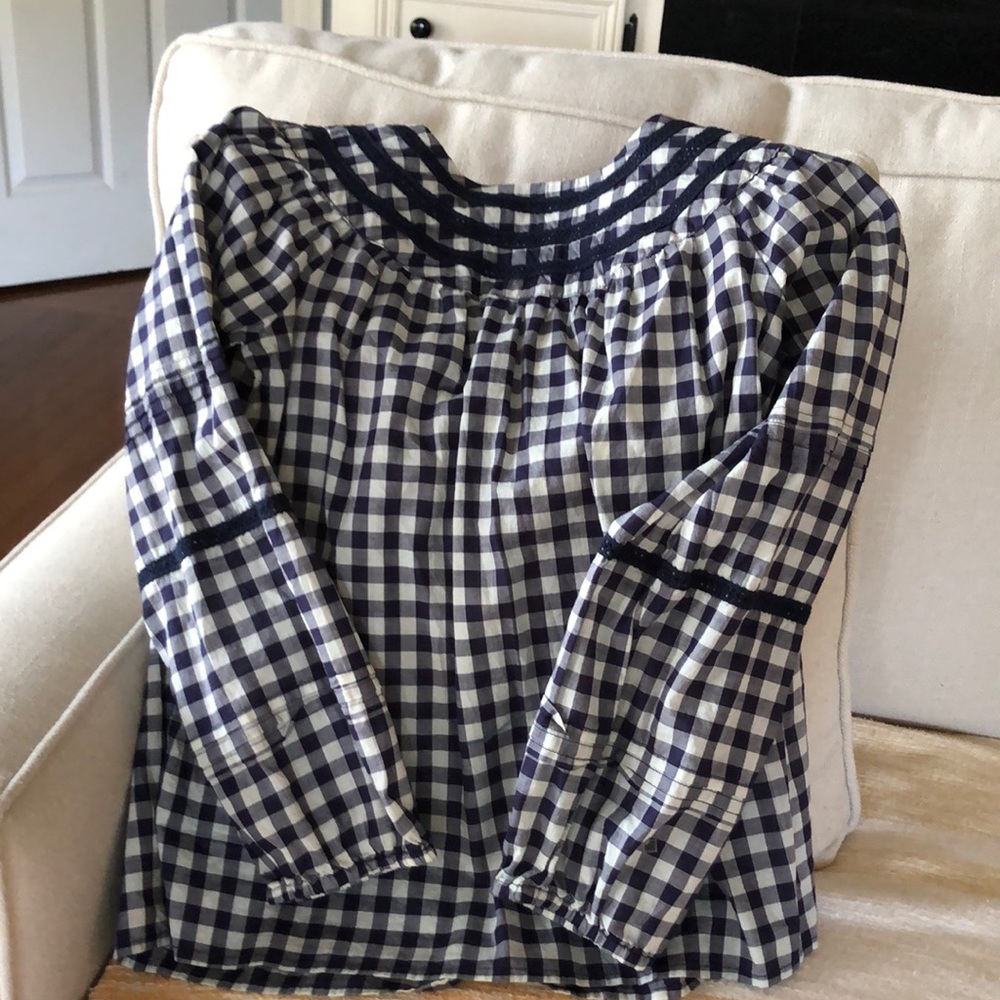 Crew cuts navy gingham top